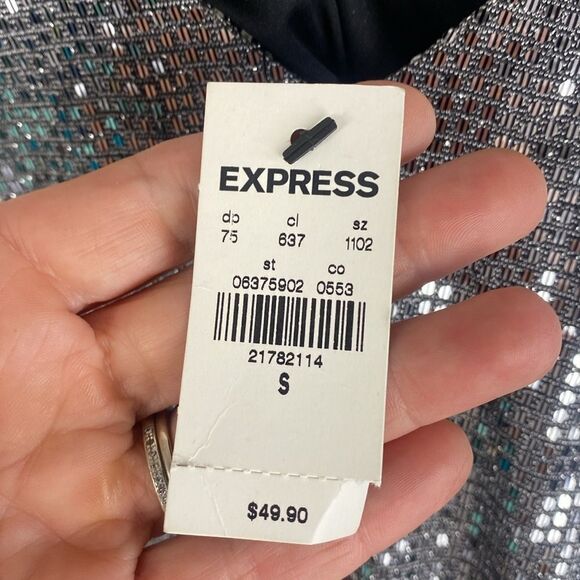 Express Silver Sequin Peplum Tank Small NWT 296 - Picture 5 of 9